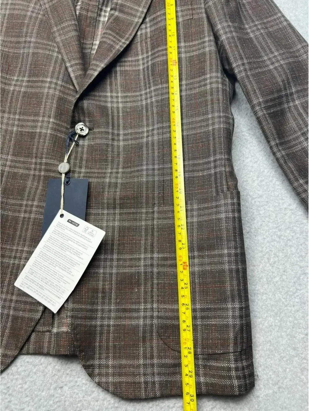 TMB Loro Piana Plaid Unstructure Tasmaniang Wool Silk Linen Blazer US 42/EU 52